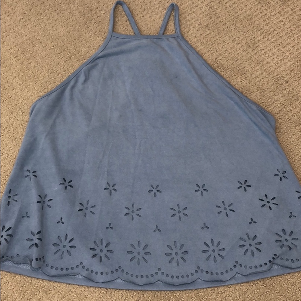 light blue high neck tank top